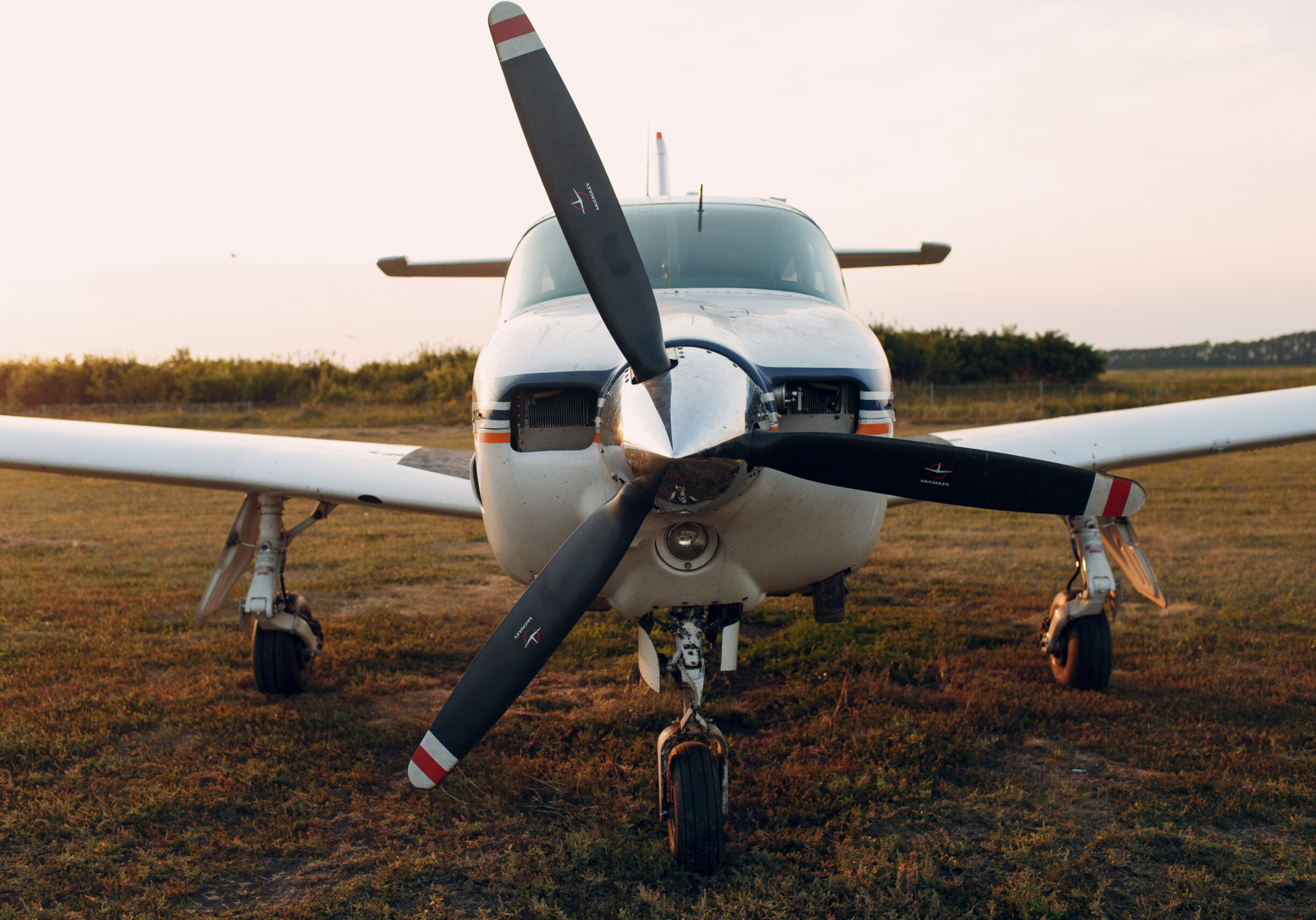 RUSSIA, MOSCOW - AUGUST 1, 2020: Small private single engine propeller airplane at regional airport.